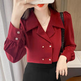 Sexy V-Neck Elegant Office Blouse Shirt